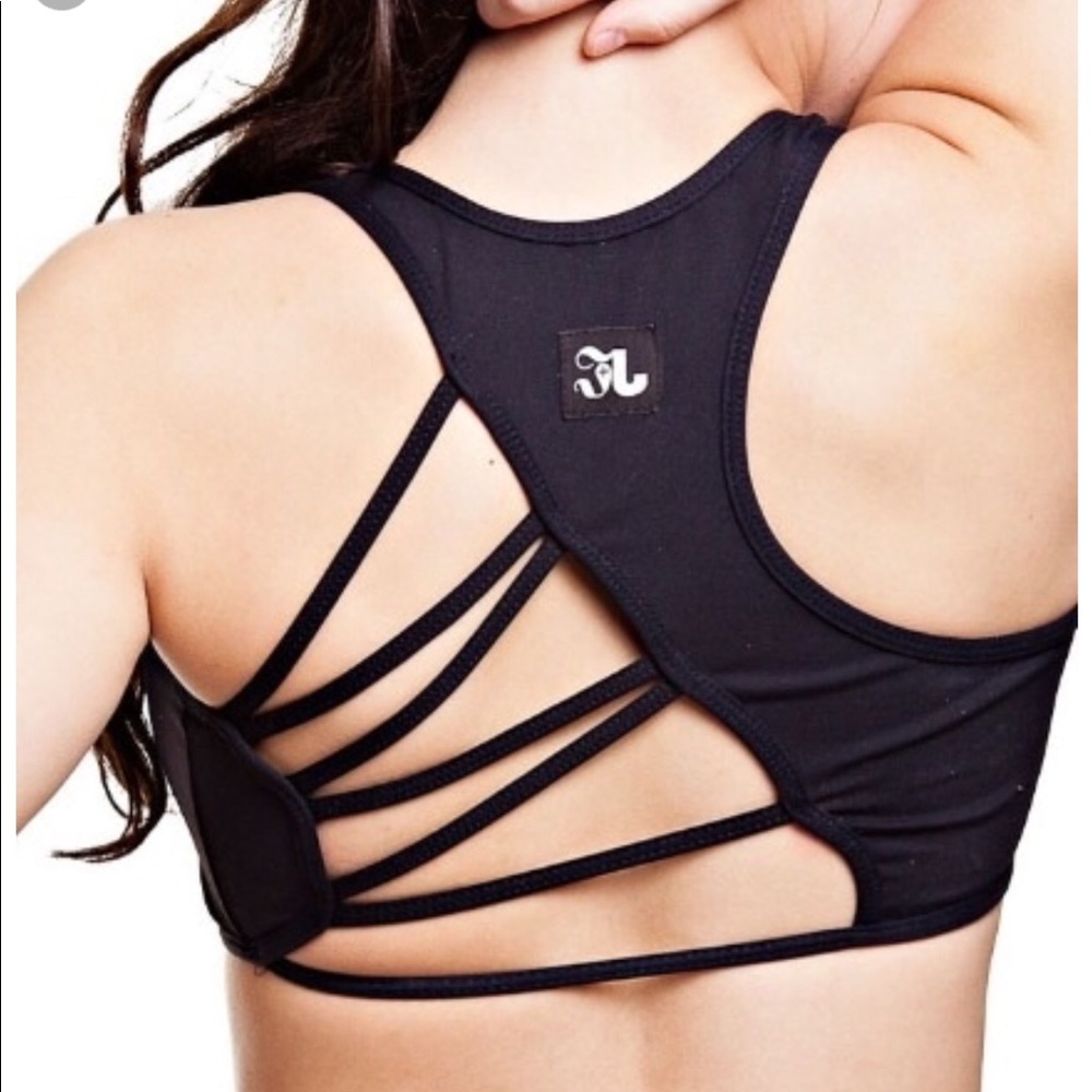 jo and jax strappy black dance sports bra